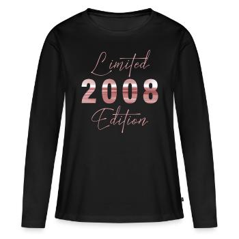 Minimaliste Édition Limitée 2008 Anniversaire Pastel - T-shirt manches longues Premium bio Femme - noir - Devant - Julia (174cm)