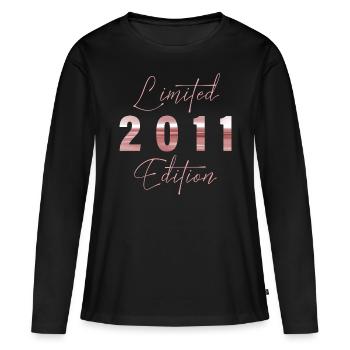 Minimalist Limited 2011 Edition Geburtstag Pastel - Frauen Premium Bio Langarmshirt - Schwarz - Vorne - Julia (174cm)