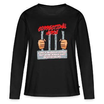 Infirmière de prison - T-shirt manches longues Premium bio Femme - noir - Devant - Julia (174cm)