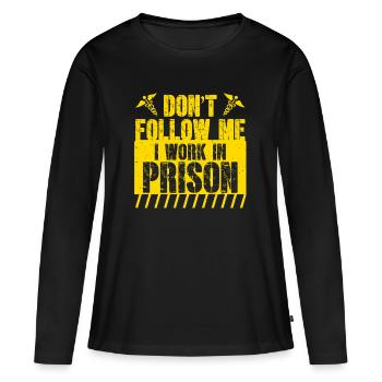 Infirmière de prison Je travaille en prison - T-shirt manches longues Premium bio Femme - noir - Devant - Julia (174cm)