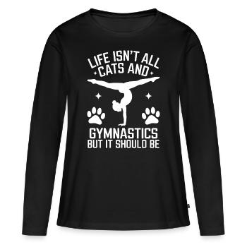 Turnen Spruch Katzen Lustiges Turnen Geschenk - Frauen Premium Bio Langarmshirt - Schwarz - Vorne - Julia (174cm)
