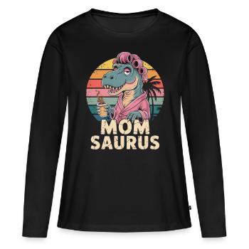 Chemise de maman dinosaure drôle - T-shirt manches longues Premium bio Femme - noir - Devant - Julia (174cm)