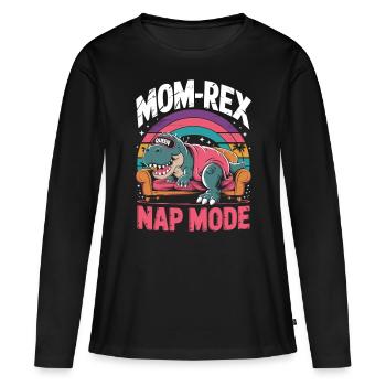 Chemise drôle Dino Queen - T-shirt manches longues Premium bio Femme - noir - Devant - Julia (174cm)