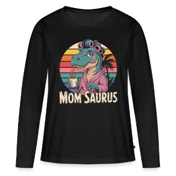 Retro Mama Saurus for strong mothers - Women's Premium Organic Long Sleeve Shirt - black - Front - Julia (174cm)