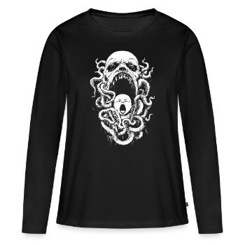 Cauchemar tentaculaire avec démon et bébé - T-shirt manches longues Premium bio Femme - noir - Devant - Julia (174cm)