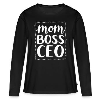 Mom CEO Mental de maman fort - T-shirt manches longues Premium bio Femme - noir - Devant - Julia (174cm)