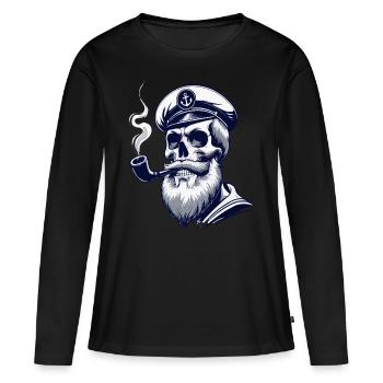 Capitaine Hambourg St Pauli Crâne de la ville hanséatique - T-shirt manches longues Premium bio Femme - noir - Devant - Julia (174cm)