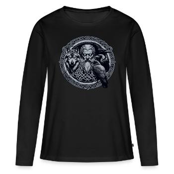Odin Viking Valhalla Viking Marteau Thor Odin - T-shirt manches longues Premium bio Femme - noir - Devant - Julia (174cm)