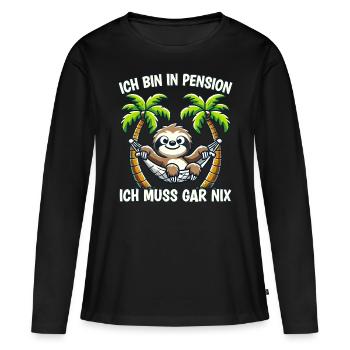 Pension Pensionierung Mann Frau Ich bin in Pension - Frauen Premium Bio Langarmshirt - Schwarz - Vorne - Julia (174cm)