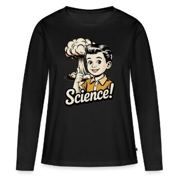 Science – Vintage Atomic Satire Design - Frauen Premium Bio Langarmshirt - Schwarz - Vorne - Julia (174cm)