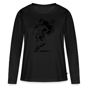 Torschuss! Fußball-Shirt für Freizeitspielerinnen! - Frauen Premium Bio Langarmshirt - Schwarz - Vorne - Julia (174cm)