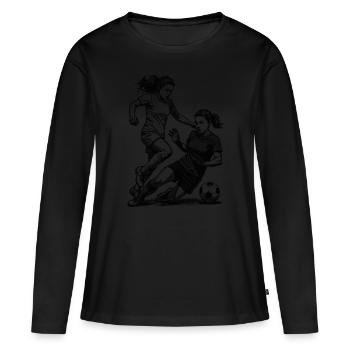 Duel sur le terrain ! Maillot pour footballeuses. - T-shirt manches longues Premium bio Femme - noir - Devant - Julia (174cm)