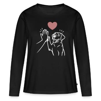 Labrador high five - T-shirt manches longues Premium bio Femme - noir - Devant - Julia (174cm)