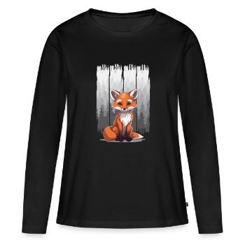 Fox Foxes Enfants Enfant Ados - T-shirt manches longues Premium bio Femme - noir - Devant - Julia (174cm)