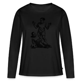 Foul in football! Women's football with physical effort - Women's Premium Organic Long Sleeve Shirt - black - Front - Julia (174cm)