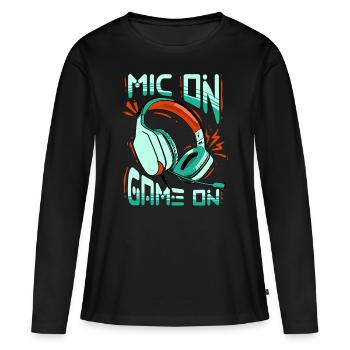 Commentateur Présentateur sportif - T-shirt manches longues Premium bio Femme - noir - Devant - Julia (174cm)
