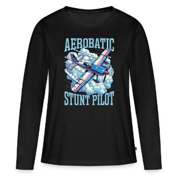 Le pilote de voltige aérienne adore les manœuvres de voltige - T-shirt manches longues Premium bio Femme - noir - Devant - Julia (174cm)