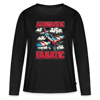 Pilote de voltige Voltige Fanatique Amateur d’avion - T-shirt manches longues Premium bio Femme - noir - Devant - Julia (174cm)