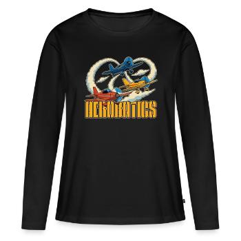 Pilote de voltige Passionné d’avion - T-shirt manches longues Premium bio Femme - noir - Devant - Julia (174cm)
