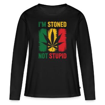 Im stoned not stupid - Frauen Premium Bio Langarmshirt - Schwarz - Vorne - Julia (174cm)