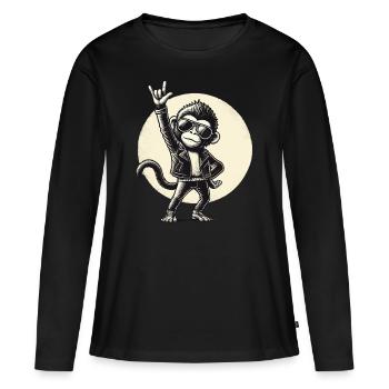Rock, Rocker, Musique rock, Heavy metal, Rock Hand - T-shirt manches longues Premium bio Femme - noir - Devant - Julia (174cm)