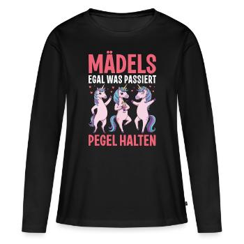 Les filles, peu importe ce qui se passe Maintenir les niveaux - T-shirt manches longues Premium bio Femme - noir - Devant - Julia (174cm)