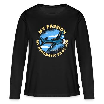 Pilote de voltige Ma passion Mes manœuvres de voltige - T-shirt manches longues Premium bio Femme - noir - Devant - Julia (174cm)