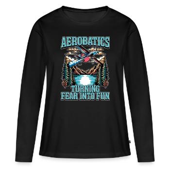 Pilote de voltige Voltige Tourner Peur Avion - T-shirt manches longues Premium bio Femme - noir - Devant - Julia (174cm)