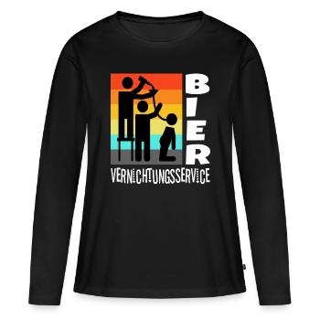 Service de destruction de bière - T-shirt manches longues Premium bio Femme - noir - Devant - Julia (174cm)