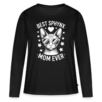 Chat Sphynx Disant Drôle Chat Sphynx Cadeau - T-shirt manches longues Premium bio Femme - noir - Devant - Julia (174cm)
