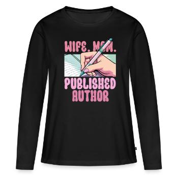 Author Authors Mother - Women's Premium Organic Long Sleeve Shirt - black - Front - Julia (174cm)