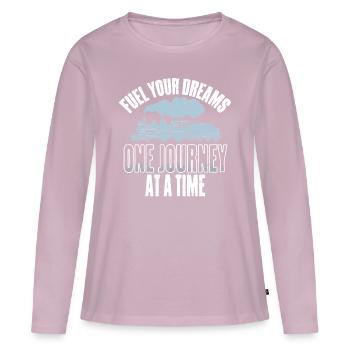 Maquette ferroviaire Chemin de fer - T-shirt manches longues Premium bio Femme - rose poudré - Devant - Julia (174cm)