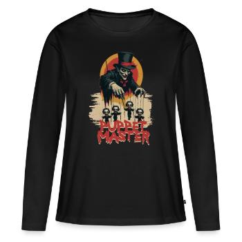 Puppenspieler Bauchredner Puppet Master - Frauen Premium Bio Langarmshirt - Schwarz - Vorne - Julia (174cm)