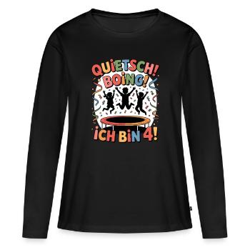 Chemise d’anniversaire trampoline Anniversaire 4 ans - T-shirt manches longues Premium bio Femme - noir - Devant - Julia (174cm)