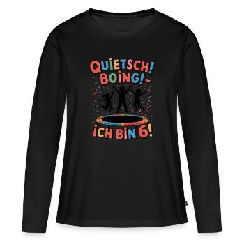 Chemise d’anniversaire trampoline Anniversaire 6 ans - T-shirt manches longues Premium bio Femme - noir - Devant - Julia (174cm)