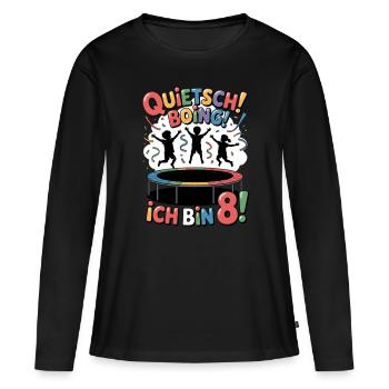 Chemise d’anniversaire trampoline Anniversaire 8 ans - T-shirt manches longues Premium bio Femme - noir - Devant - Julia (174cm)
