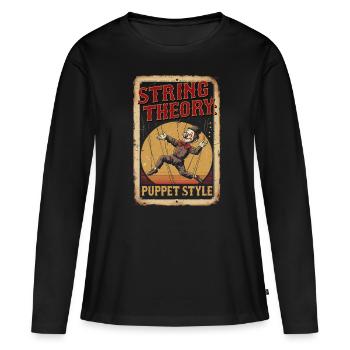 Bauchredner String Theory Puppet Style - Frauen Premium Bio Langarmshirt - Schwarz - Vorne - Julia (174cm)
