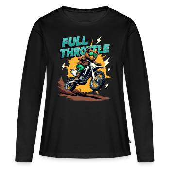 Full Throttle Bear Motocross Motorcycle - Women's Premium Organic Long Sleeve Shirt - black - Front - Julia (174cm)