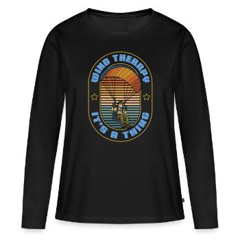 Parapente Thérapie par le vent C’est une chose que le parachutisme - T-shirt manches longues Premium bio Femme - noir - Devant - Julia (174cm)