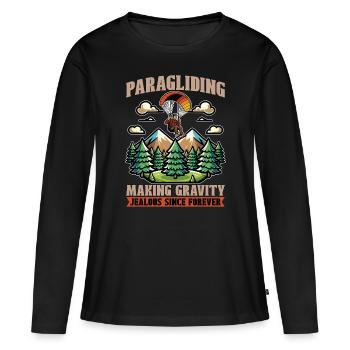 Le parapente rend jaloux la gravité Le parachutisme - T-shirt manches longues Premium bio Femme - noir - Devant - Julia (174cm)