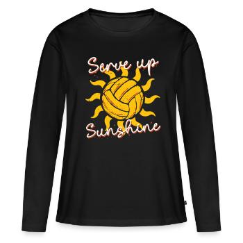 Beachvolleyball Serve Up Sunshine - Frauen Premium Bio Langarmshirt - Schwarz - Vorne - Julia (174cm)
