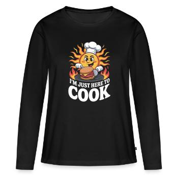 Je suis juste ici pour cuisiner les coups de soleil - T-shirt manches longues Premium bio Femme - noir - Devant - Julia (174cm)