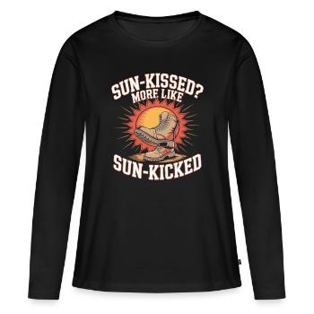 Le soleil embrassé plus comme le soleil a donné un coup de pied au soleil - T-shirt manches longues Premium bio Femme - noir - Devant - Julia (174cm)