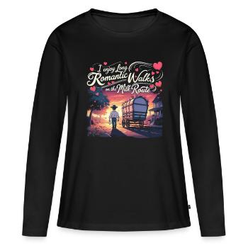 Milkman Milk Route - Women's Premium Organic Long Sleeve Shirt - black - Front - Julia (174cm)
