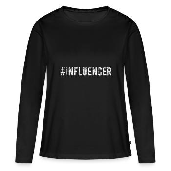 Idée cadeau Influencer - T-shirt manches longues Premium bio Femme - noir - Devant - Julia (174cm)