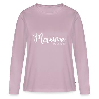 Maxime die Legende Geschenk T-Shirt Maxime - Frauen Premium Bio Langarmshirt - Altrosa - Vorne - Julia (174cm)