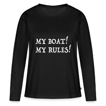 MY BOAT MY RULES - T-shirt manches longues Premium bio Femme - noir - Devant - Julia (174cm)