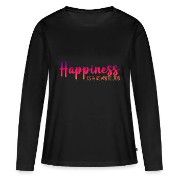 Happiness Is A Remote Job 3 - Frauen Premium Bio Langarmshirt - Schwarz - Vorne - Julia (174cm)