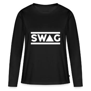 SWAG - T-shirt manches longues Premium bio Femme - noir - Devant - Julia (174cm)