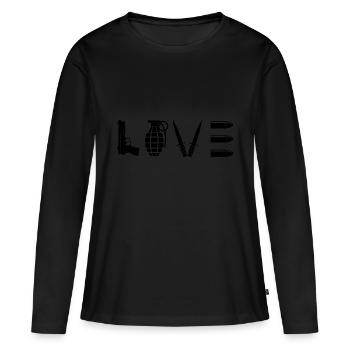 Love Army - Women's Premium Organic Long Sleeve Shirt - black - Front - Julia (174cm)